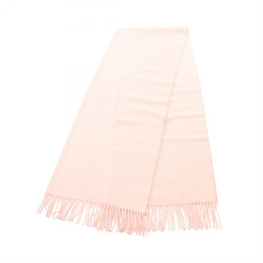 HERMES Large size logo embroidery Stole scarf cashmere Pink Used Women