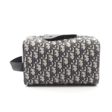 Dior Lango Oblique Jacquard Clutch bag canvas leather Beige Black Used Women