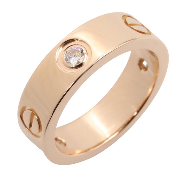 CARTIER Love Ring 3PD Diamond 18KRG Pink Rose Gold Used Women US size #6 #52