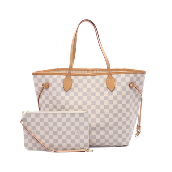 LOUIS VUITTON Neverfull MM Tote Shoulder Bag N41361 Damier Azur canvas Used LV