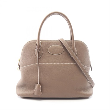HERMES Bolide 31 shoulder Handbag Y Taurillon Clemence Etoupe Grey Used GHW