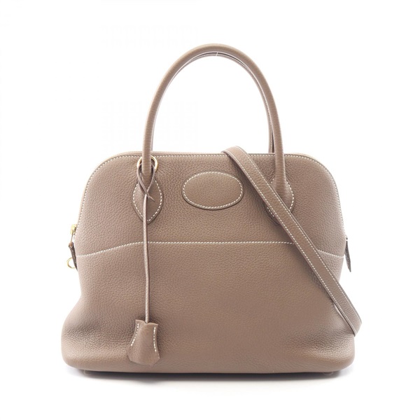 HERMES Bolide 31 shoulder Handbag Y Taurillon Clemence Etoupe Grey Used GHW