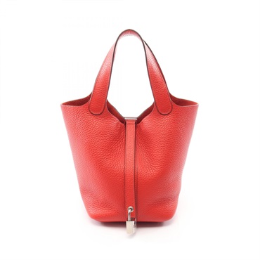 HERMES Picotin Lock PM tote Handbag A Taurillon Clemence Rouge tomate Used SHW