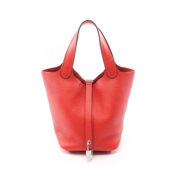 HERMES Picotin Lock PM tote Handbag A Taurillon Clemence Rouge tomate Used SHW