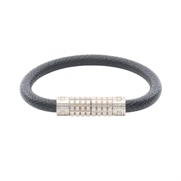 LOUIS VUITTON Bracelet Digit Glacier Bracelet Stainless Steel leather Black Used