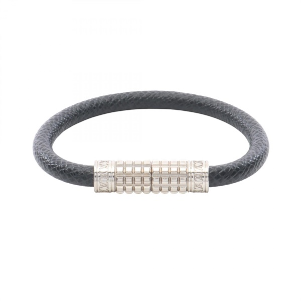LOUIS VUITTON Bracelet Digit Glacier Bracelet Stainless Steel leather Black Used