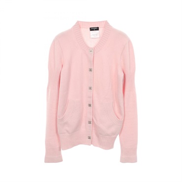 CHANEL COCO Mark Cardigan Knitwear P52488K cashmere Pink Used Women size 34