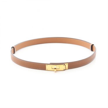 HERMES Kelly Belt Ceinture Epsom leather Brown Gold GHW Used Women W