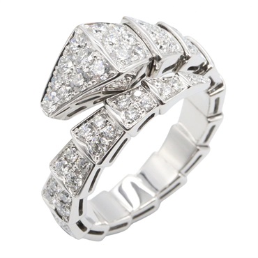 BVLGARI Serpenti Viper Diamond Ring 18KWG White Gold Used women US size 8 #57