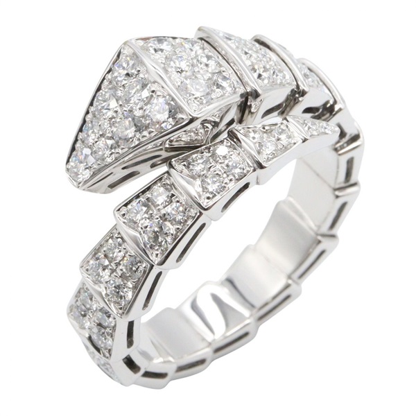 BVLGARI Serpenti Viper Diamond Ring 18KWG White Gold Used women US size 8 #57