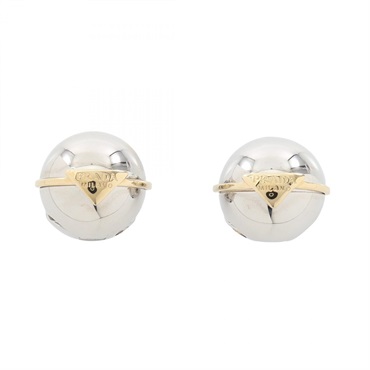 PRADA Triangle logo Round Pierced earrings Gold Plated Used Women