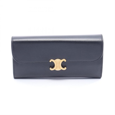 CELINE Large Triomphe Bifold Wallet Purse 10E313DPV.38NO leather Black Used