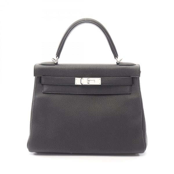 HERMES Kelly 28 inside stitched shoulder Handbag T Togo Black Used Women SHW
