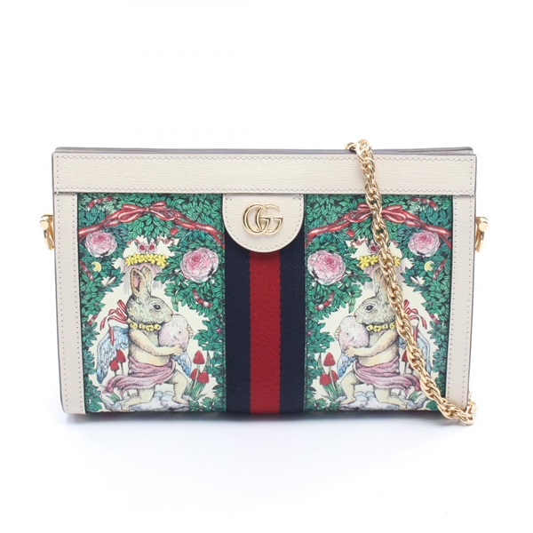 GUCCI Higuchi Yuko Ophidia Small Shoulder Bag 503877 canvas leather Beige Green