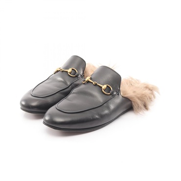 GUCCI Princetown Horsebit Sandals leather Black #38 Used Women