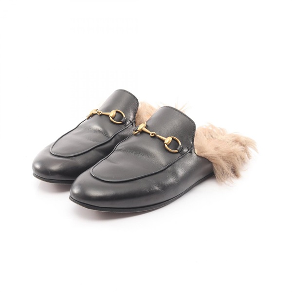 GUCCI Princetown Horsebit Sandals leather Black #38 Used Women