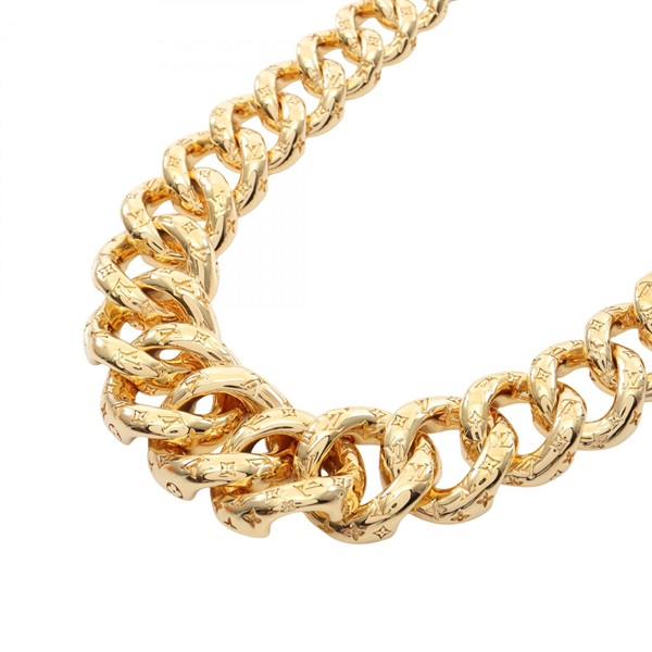 LOUIS VUITTON Collier 2D Circle Chain Monogram Necklace 50cm Gold Plated Used