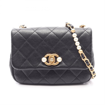 CHANEL Matelasse chain crossbody Shoulder Bag AS3001 leather Black Used GHW