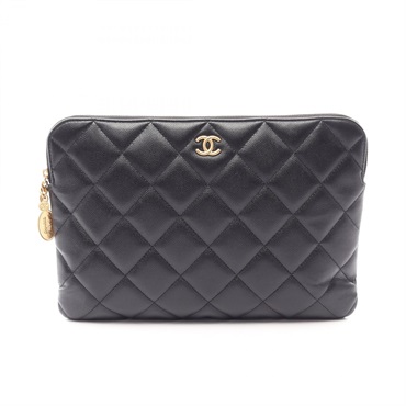 CHANEL Matelasse business second clutch bag Calfskin leather Black Used GHW