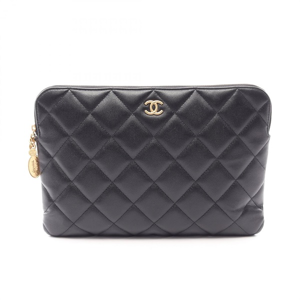 CHANEL Matelasse business second clutch bag Calfskin leather Black Used GHW