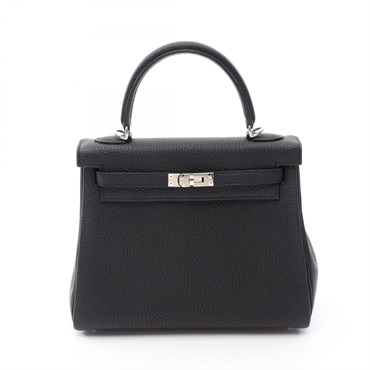 HERMES Kelly 25 Shoulder Handbag Togo leather Black Used Women B SHW