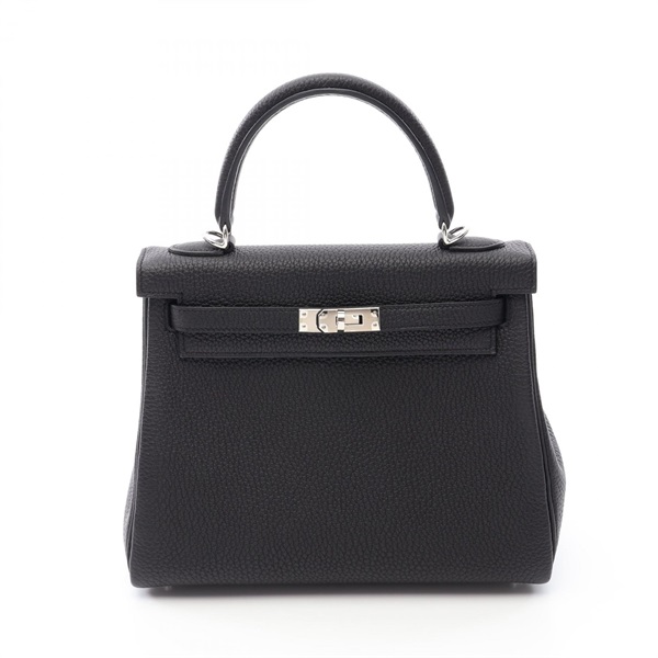 HERMES Kelly 25 Shoulder Handbag Togo leather Black Used Women B SHW