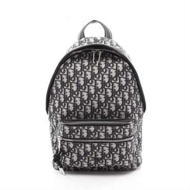 Dior Rider Oblique Kids Rucksack Backpack canvas leather Beige Navy Used unisex