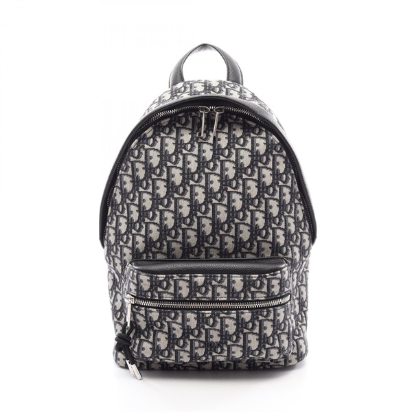 Dior Rider Oblique Kids Rucksack Backpack canvas leather Beige Navy Used unisex