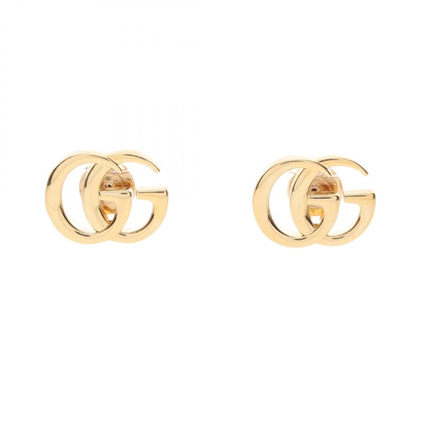 GUCCI Double G Studs Pierced Earrings Gold Plated Used Women GG