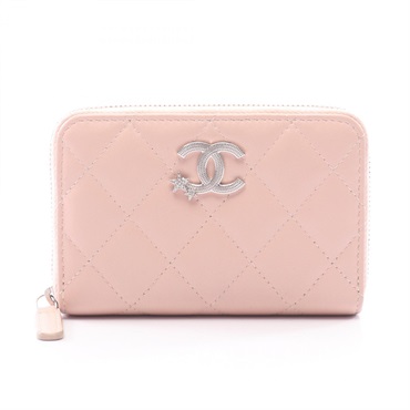 CHANEL Matelasse COCO Mark Star Around zip Wallet AP3728 leather Pink SHW Used