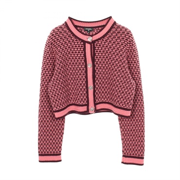 CHANEL COCO Mark Button Cropped Cardigan #42 P75450/K10791 cashmere Pink Used