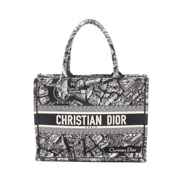 Dior BOOK TOTE Medium Bag canvas Black Used Women Logo