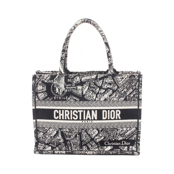 Dior BOOK TOTE Medium Bag canvas Black Used Women Logo