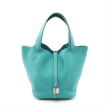 HERMES Picotin Lock MM Handbag Clemence leather Vert veronese Used Women D SHW
