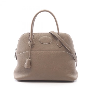 HERMES Bolide 31 shoulder Handbag Z Taurillon Clemence Etoupe Grey Used SHW