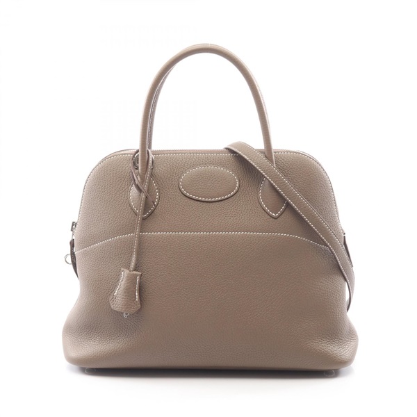 HERMES Bolide 31 shoulder Handbag Z Taurillon Clemence Etoupe Grey Used SHW