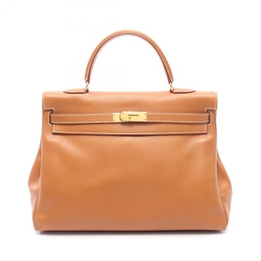 HERMES Kelly 35 Sellier Inside Stitch Shoulder Handbag leather Gold GHW Used A