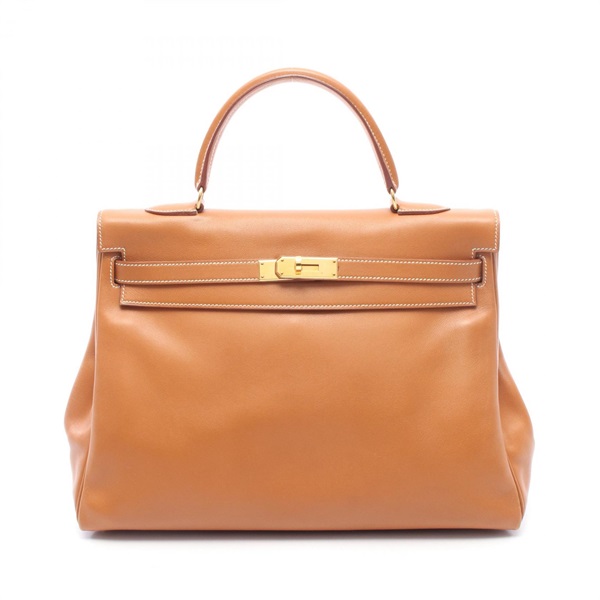 HERMES Kelly 35 Sellier Inside Stitch Shoulder Handbag leather Gold GHW Used A