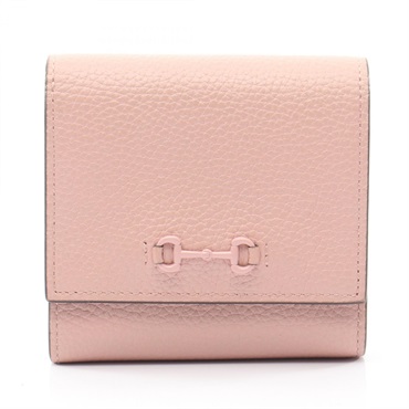 GUCCI Horsebit Bi-fold wallet 745981 leather Pink Used Women
