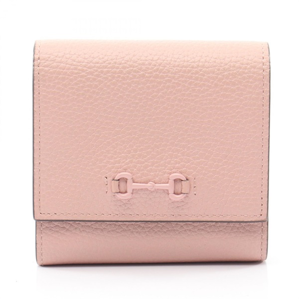 GUCCI Horsebit Bi-fold wallet 745981 leather Pink Used Women