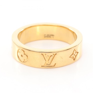 LOUIS VUITTON Monogram Ring Gold Plated #L JP Size #21 Used  Mens