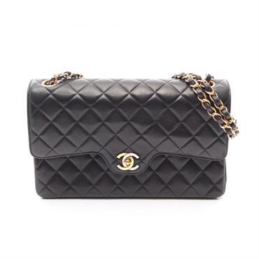 CHANEL Matelasse Paris Limited Edition Bicolor chain Shoulder Bag Lambskin Black