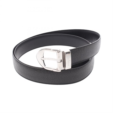 LOUIS VUITTON Ceinture Classic Belt M6843 Taiga leather Black Ardoise Used mens
