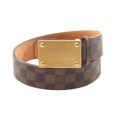 LOUIS VUITTON Ceinture Inventeur belt M6810 Damier leather Ebene Used GHW