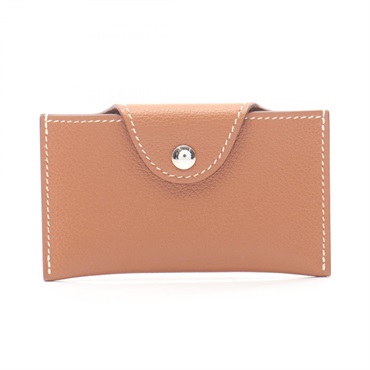 HERMES Iliade Card Case Holder H084986CK37 Evercolor leather Gold SHW Used W