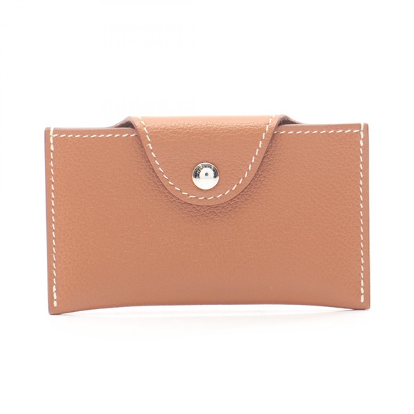 HERMES Iliade Card Case Holder H084986CK37 Evercolor leather Gold SHW Used W