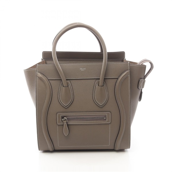 CELINE Luggage micro shopper Handbag leather Gray Used Women
