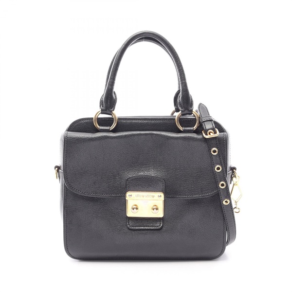 Miu Miu 2WAY Shoulder Crossbody Handbag leather Black Used Women