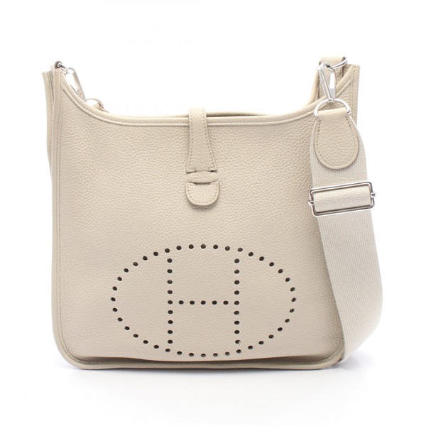 HERMES Evelyne 3 PM Shoulder crossbody Bag D Taurillon Clemence Beton Used SHW