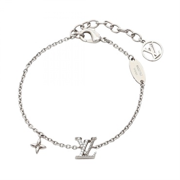 LOUIS VUITTON LV Iconic chain bracelet 19cm stainless steel rhinestones used LV